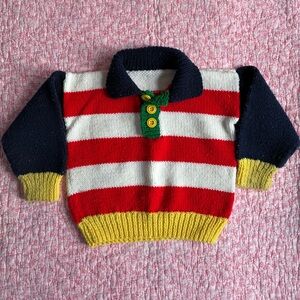 Handmade Striped Red and White Knit Sweater